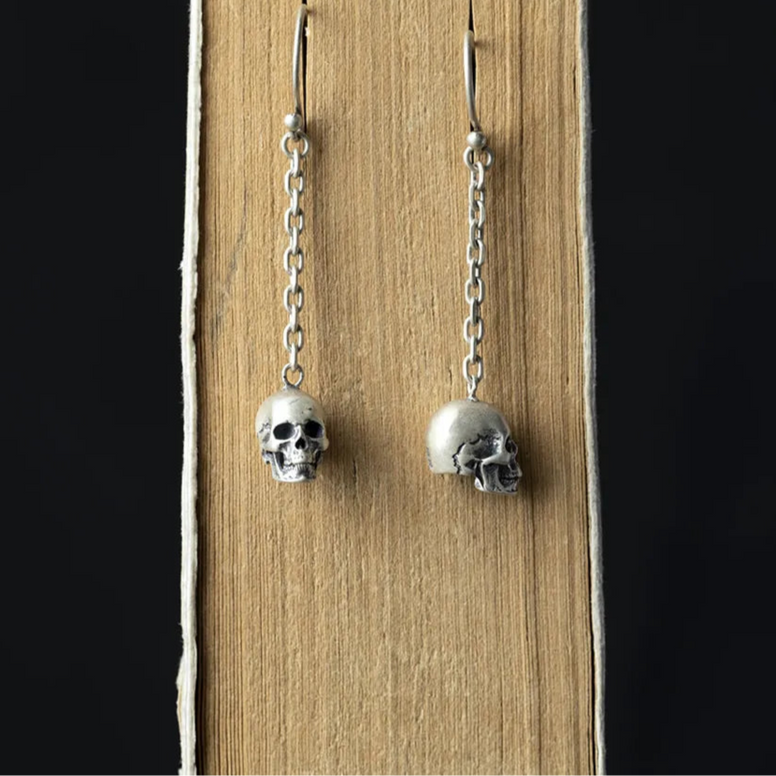 925 Sterling Silver Hel Skull Earrings