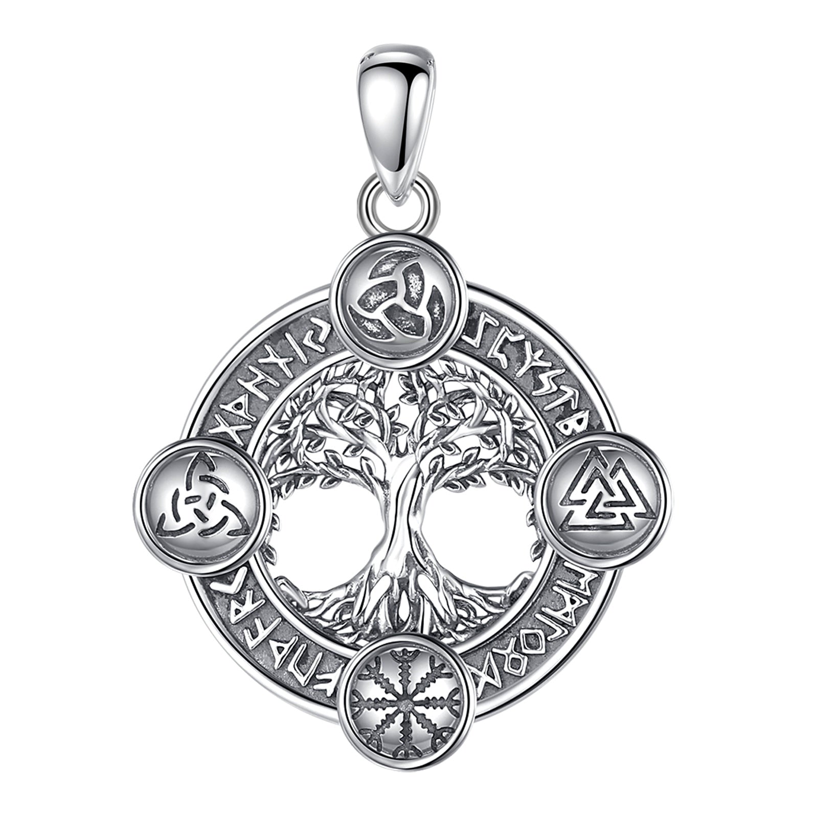 Yggdrasil, The Tree of Life With Runes Necklace in 925 Sterling Silver