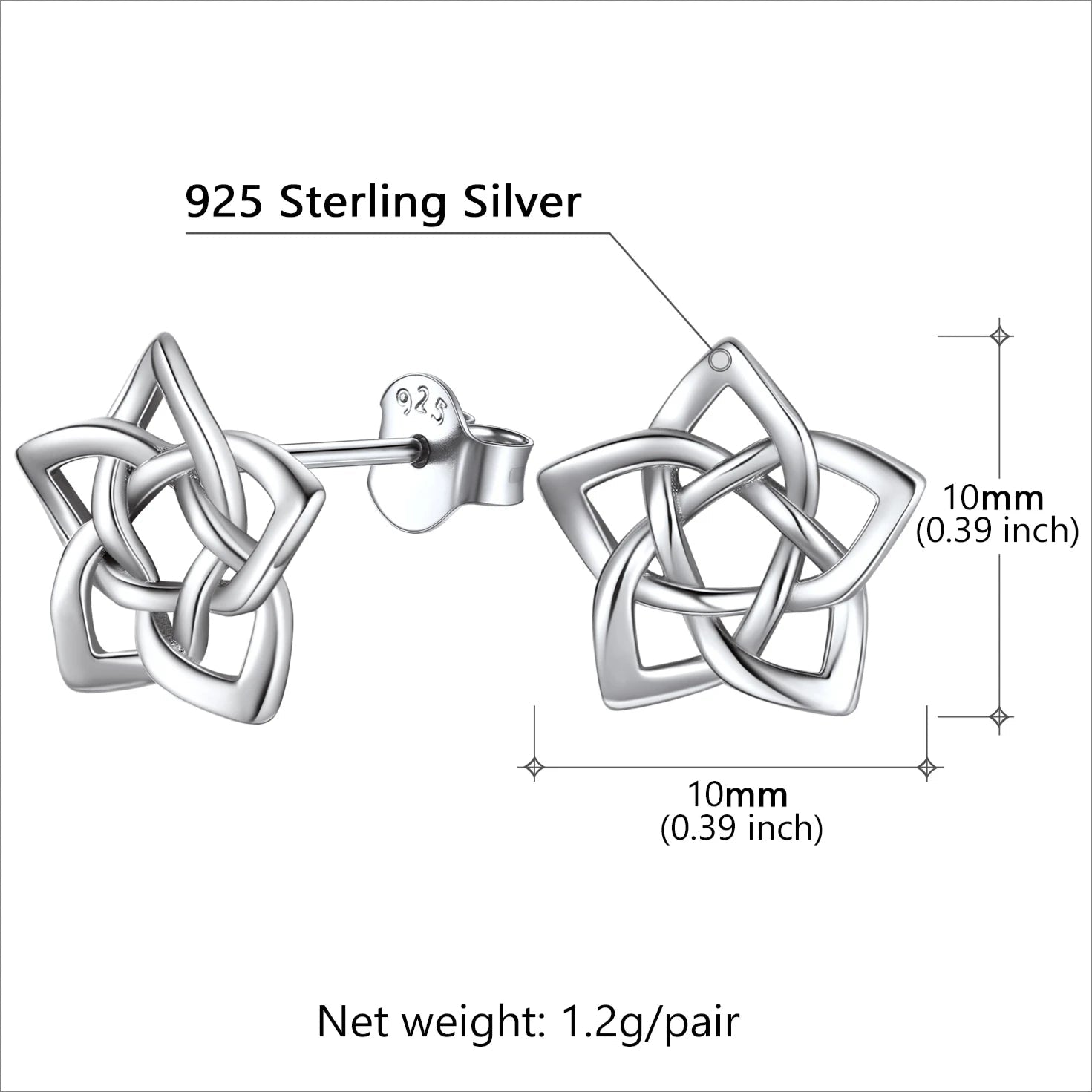 Celtic Knot Triquetra 925 Sterling Silver Earrings