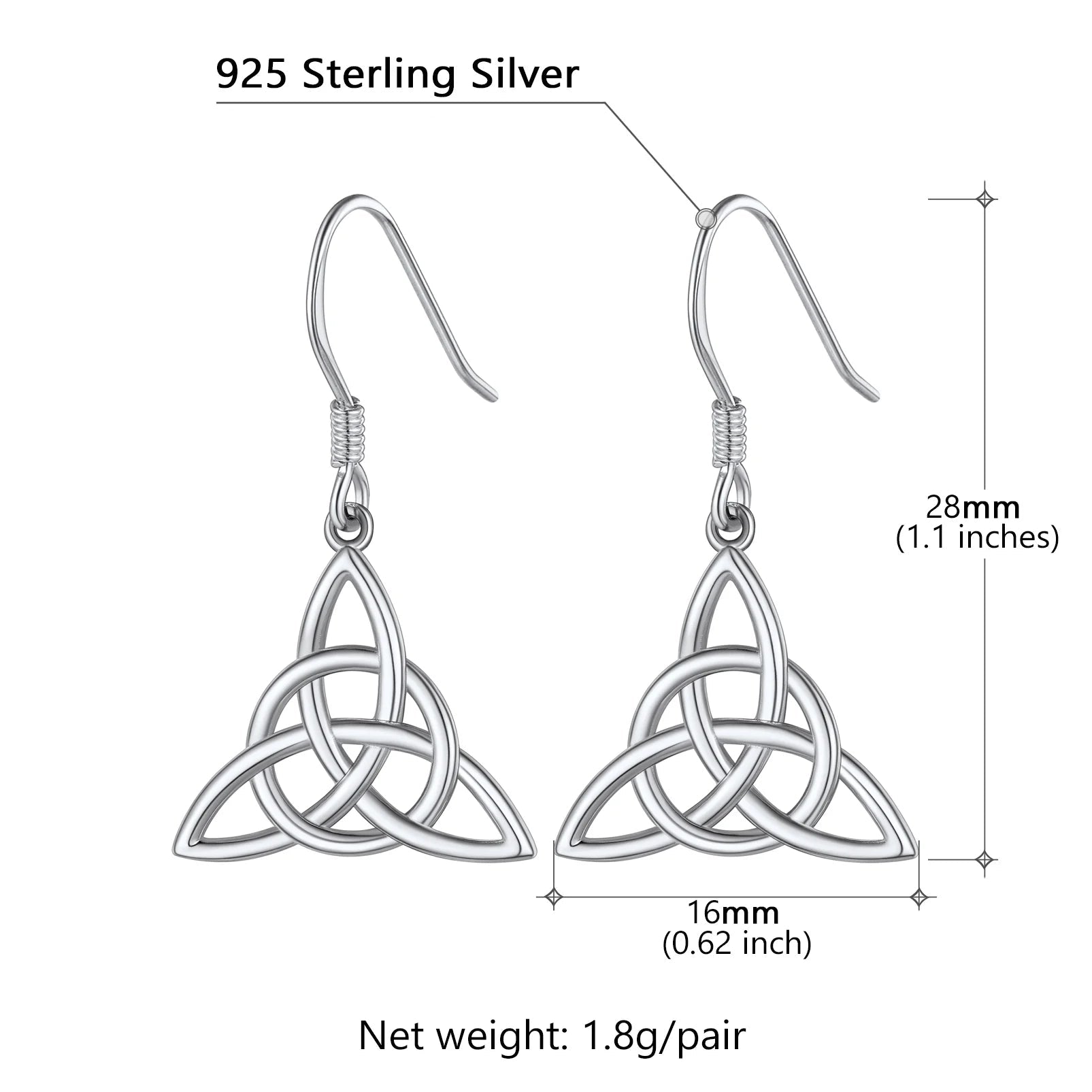 Celtic Knot Triquetra 925 Sterling Silver Earrings