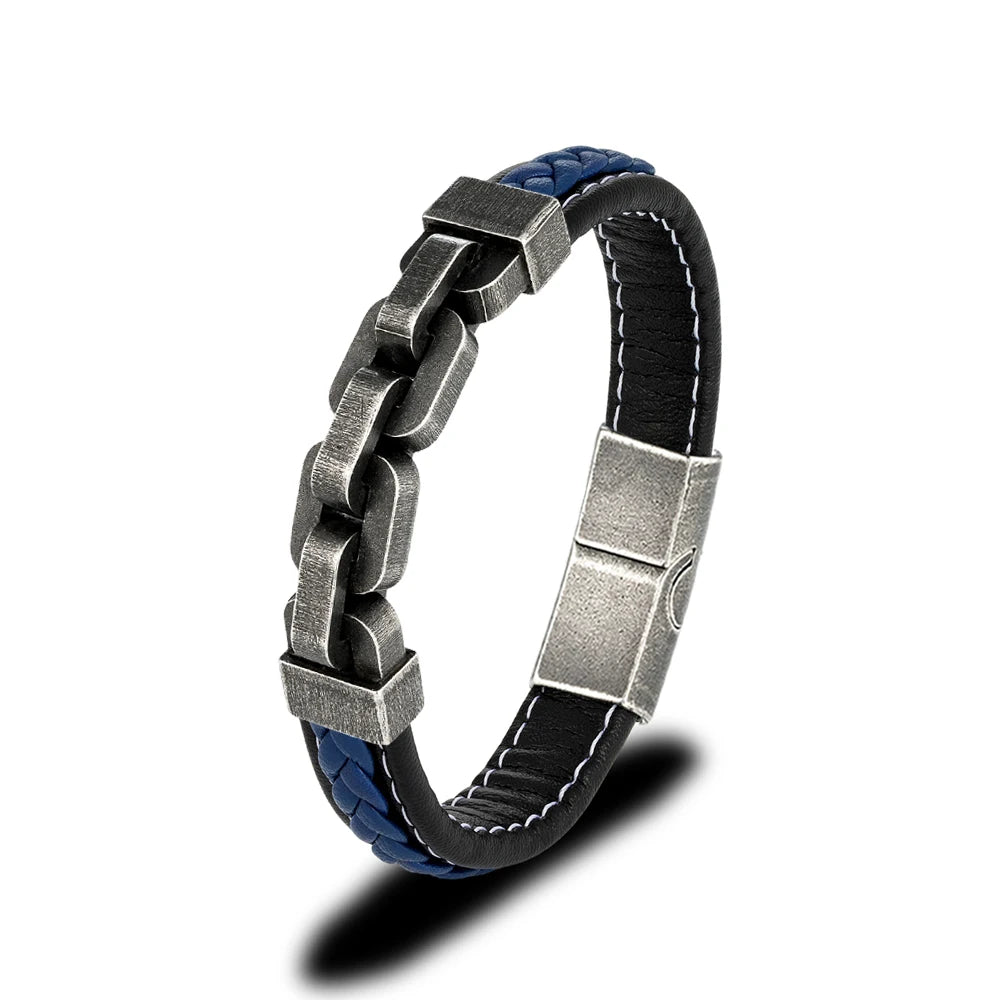 Chains of Duty Genuine Leather and Steel Bracelet