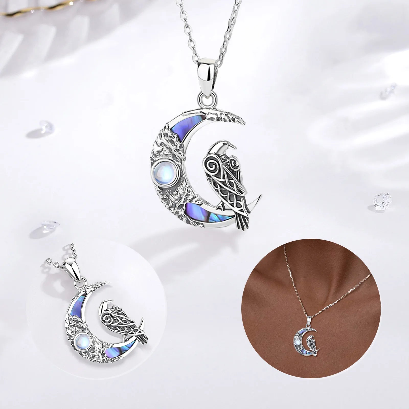 Flying Raven 925 Sterling Silver Necklace