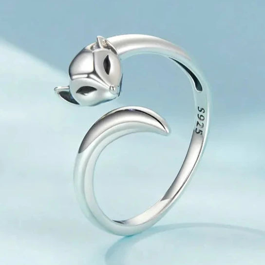 Fox Fylgja the Norse Guardian Spirit 925 Sterling Silver Adjustable Ring