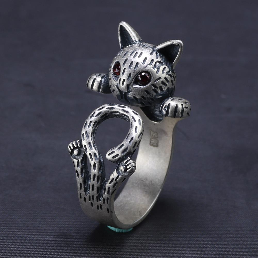 Freya's Cat Ring and Bracelet in Fine 990 Silver