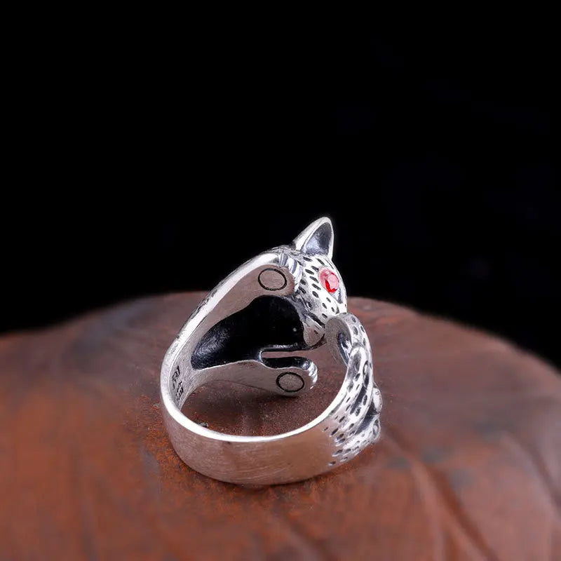Freya's Cat Ring and Bracelet in Fine 990 Silver