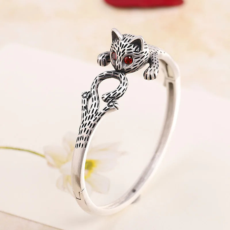 Freya's Cat Ring and Bracelet in Fine 990 Silver