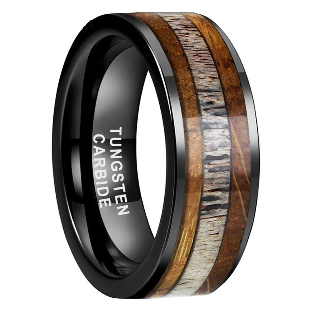 Frigg's Bounty Tungsten and Deer's Antler Wedding Band