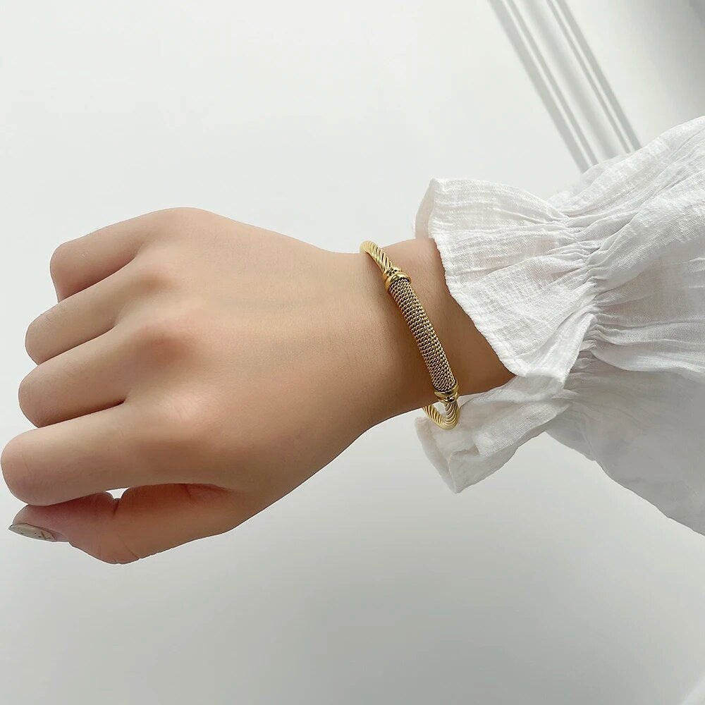 Ropes on a Longship Titanium Steel Bracelet