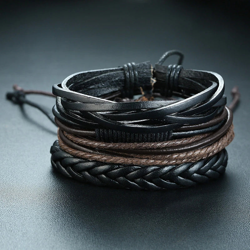 Yggdrasil Braided Wrap Leather Bracelet