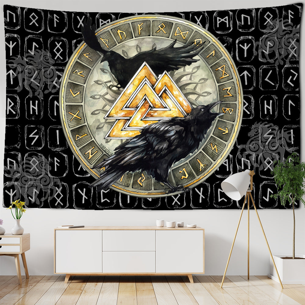Odin Ravens Viking Wall Hanging Tapestries