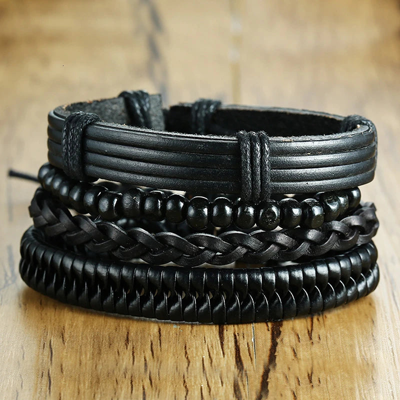 Yggdrasil Braided Wrap Leather Bracelet
