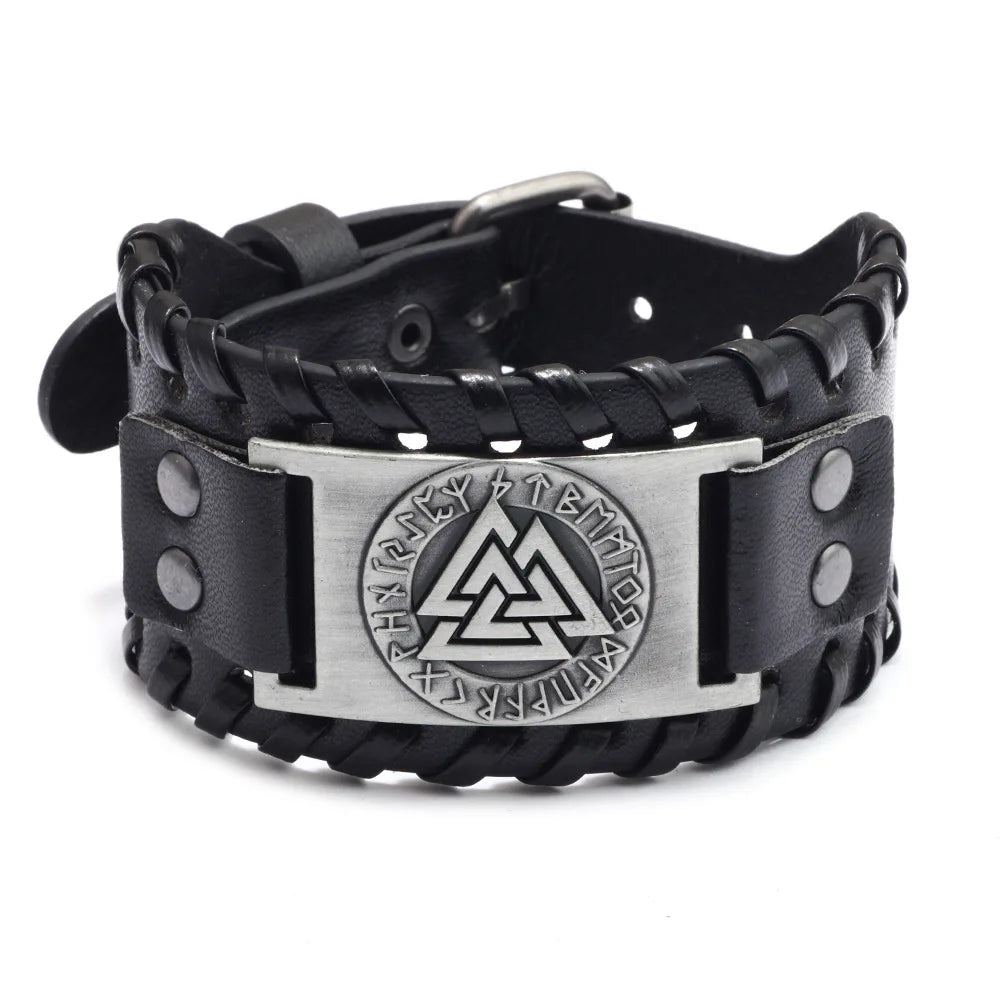Thor Hammer Mjolnir Leather Bracelet