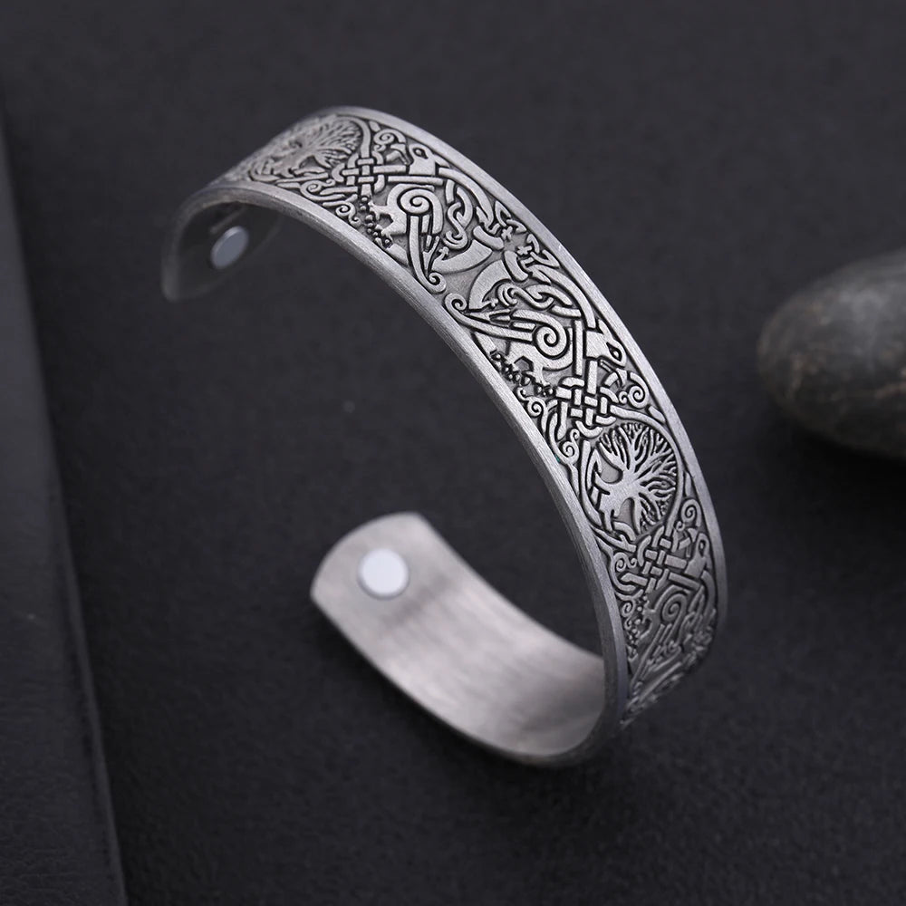 Yggdrasil, the Tree of Life with Norse Knots, Bracelet in 316L Stainless Steel