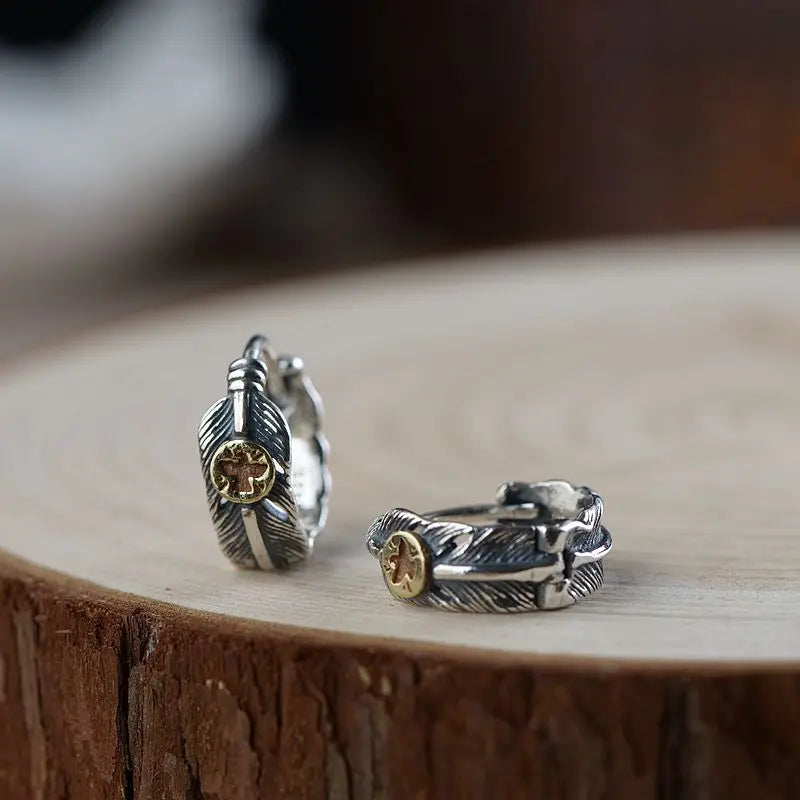 Hugin and Munin Feathers 925 Sterling Silver Earrings