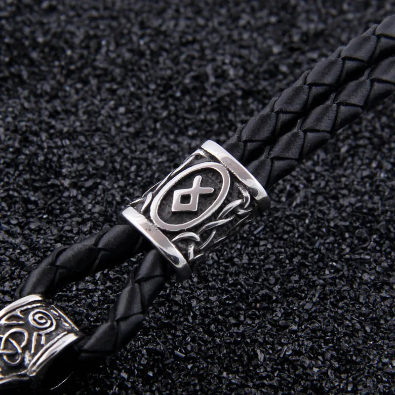 Mjolnir Leather Bracelet with Magnetic Buckle
