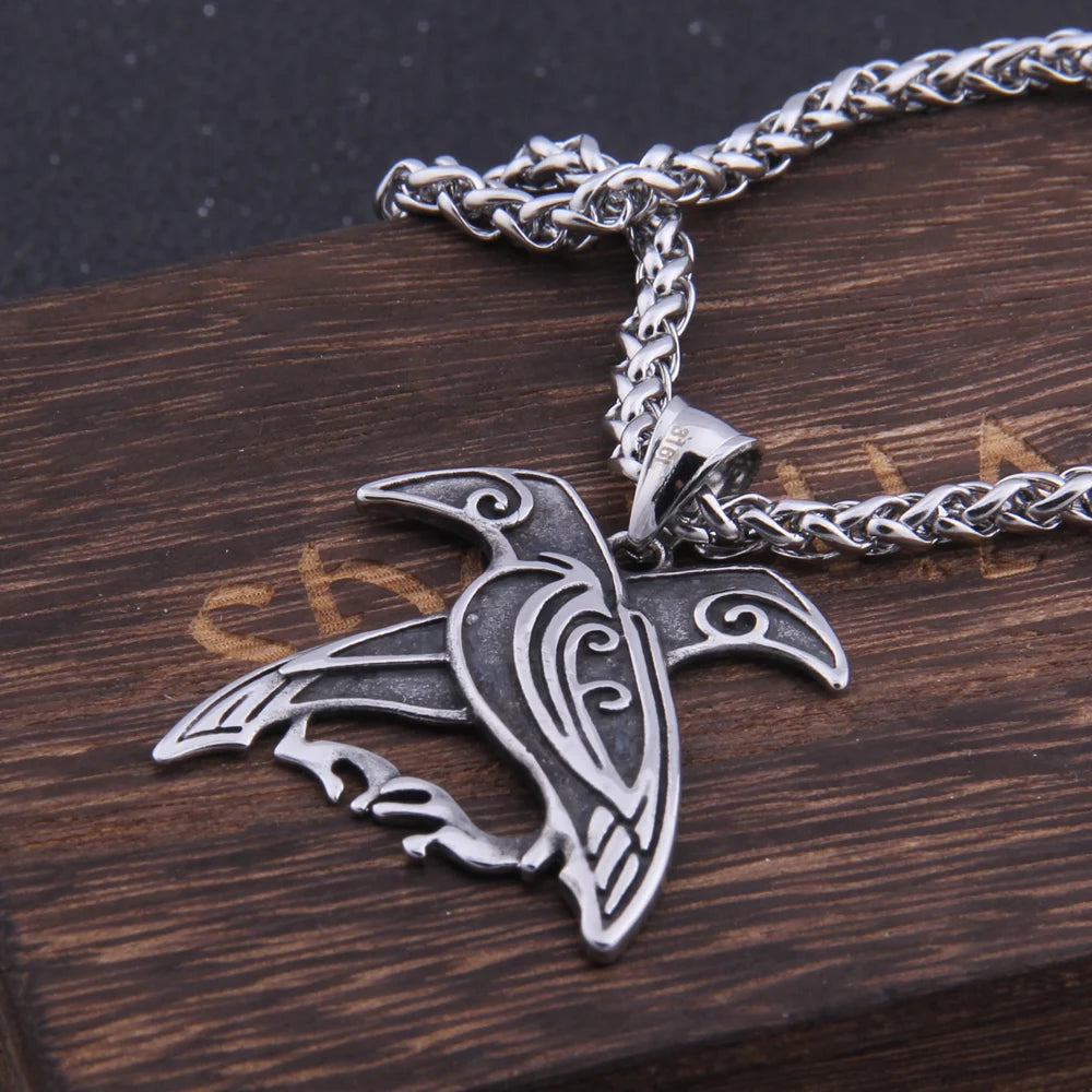 Hugin and Munin Stainless Steel Necklace