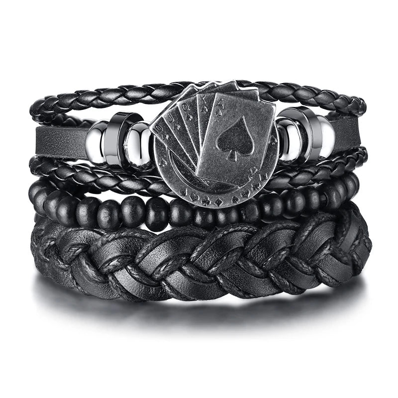 Yggdrasil Braided Wrap Leather Bracelet