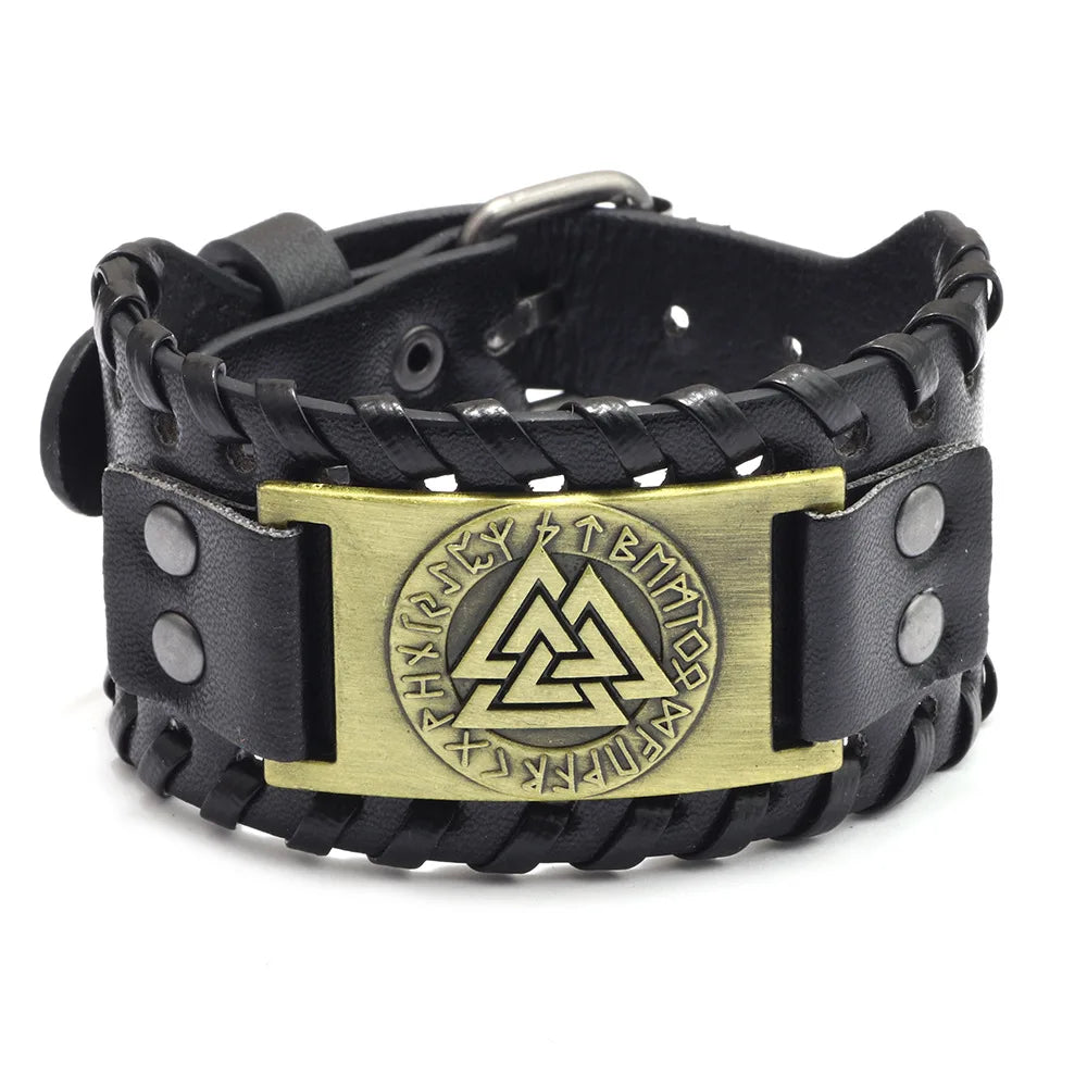 Thor Hammer Mjolnir Leather Bracelet