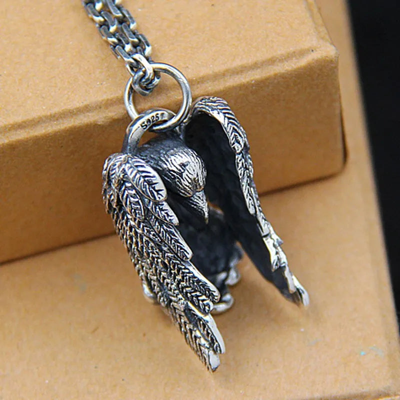 Hugin Raven of Odin 925 Sterling Silver Pendant