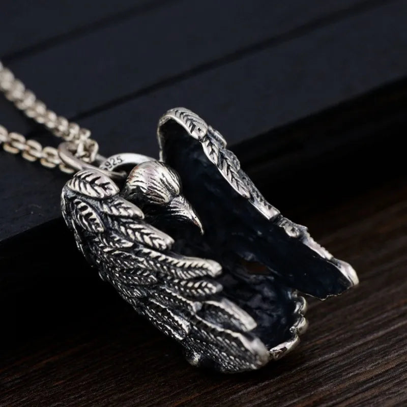 Hugin Raven of Odin 925 Sterling Silver Pendant