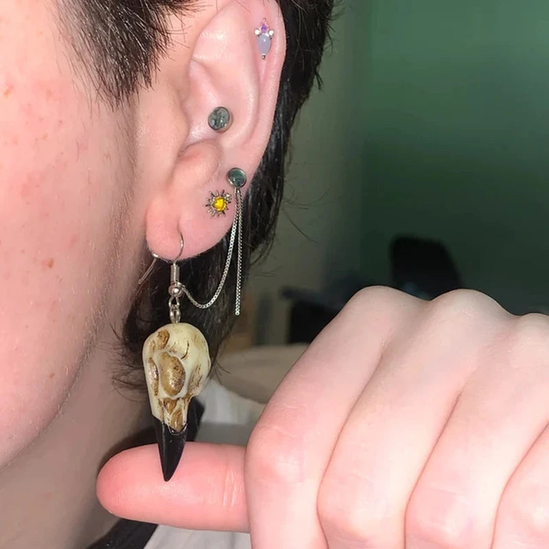Odin Ravens Skull Earrings