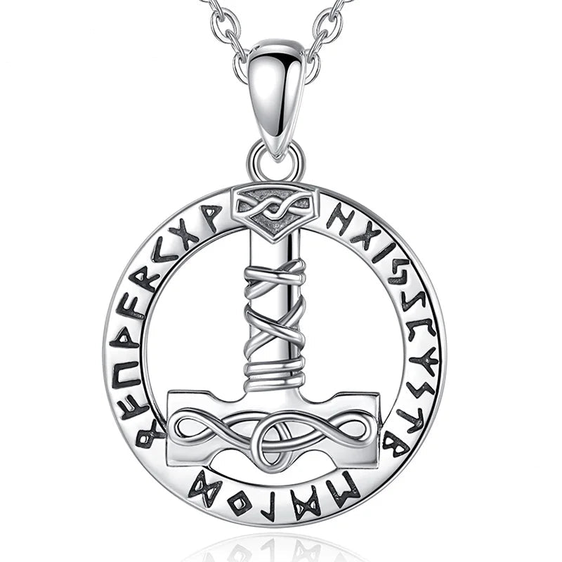 Runic Mjolnir Necklace in 925 Sterling Silver