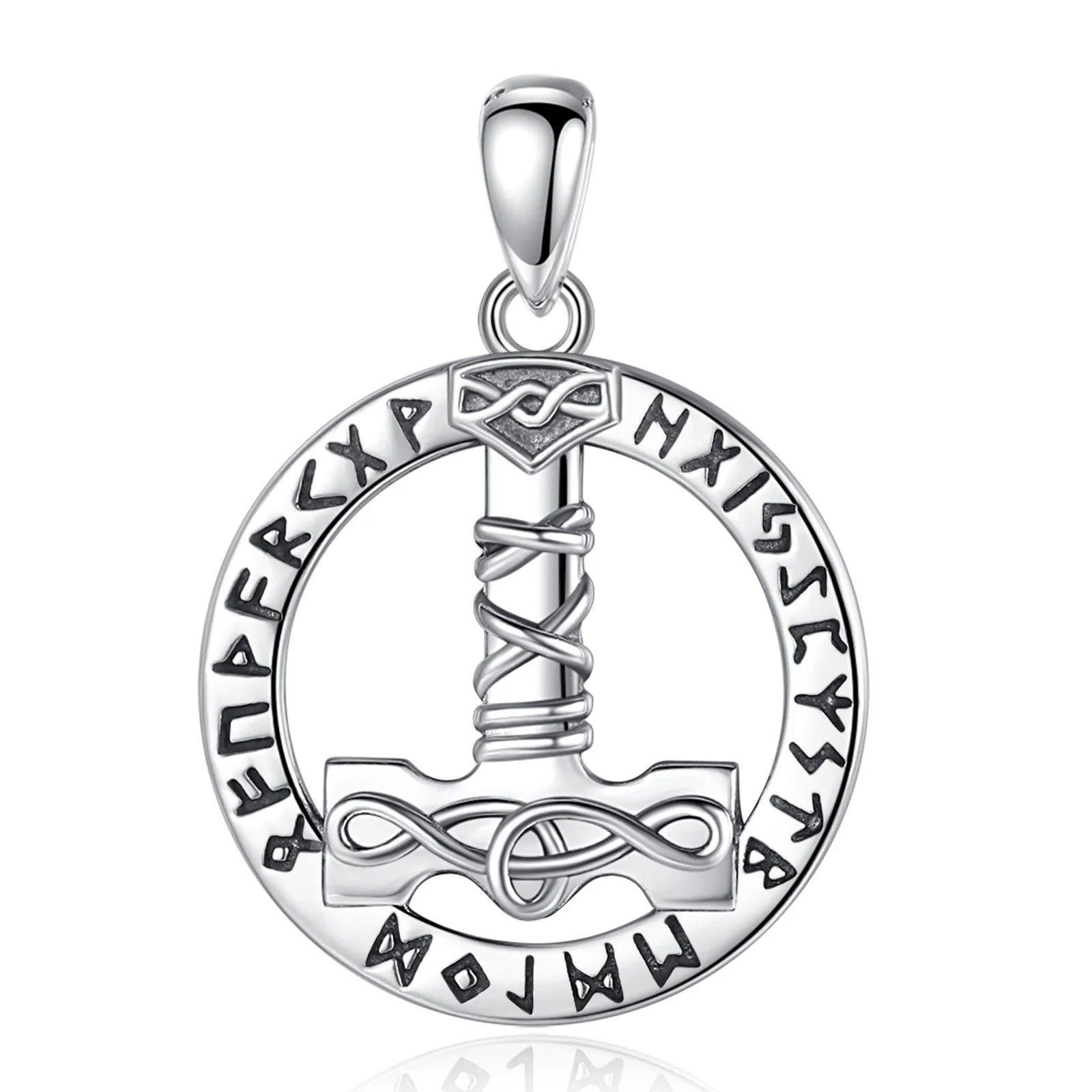 Runic Mjolnir Necklace in 925 Sterling Silver