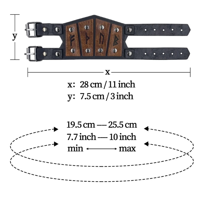 Runic Wristband Leather Bracelet