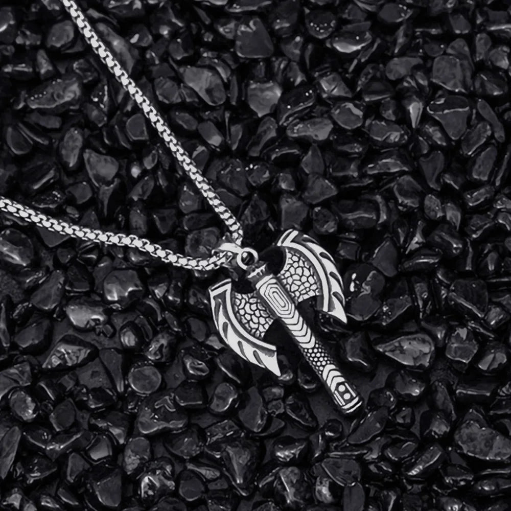 Viking Double Axe Stainless Steel Necklace