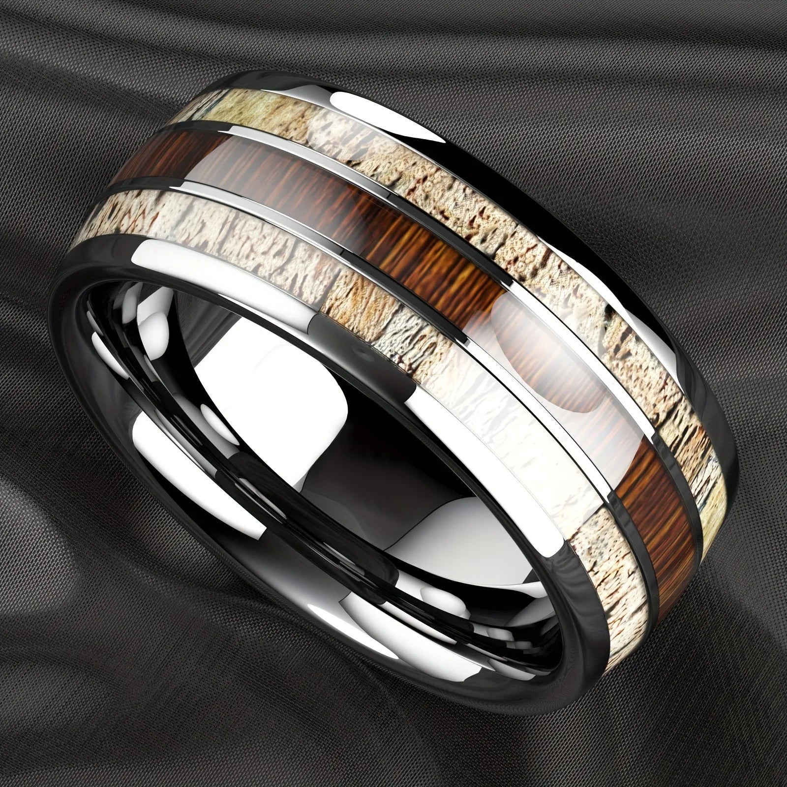 Frigg's Rope Tungsten and Deer's Antler Ring