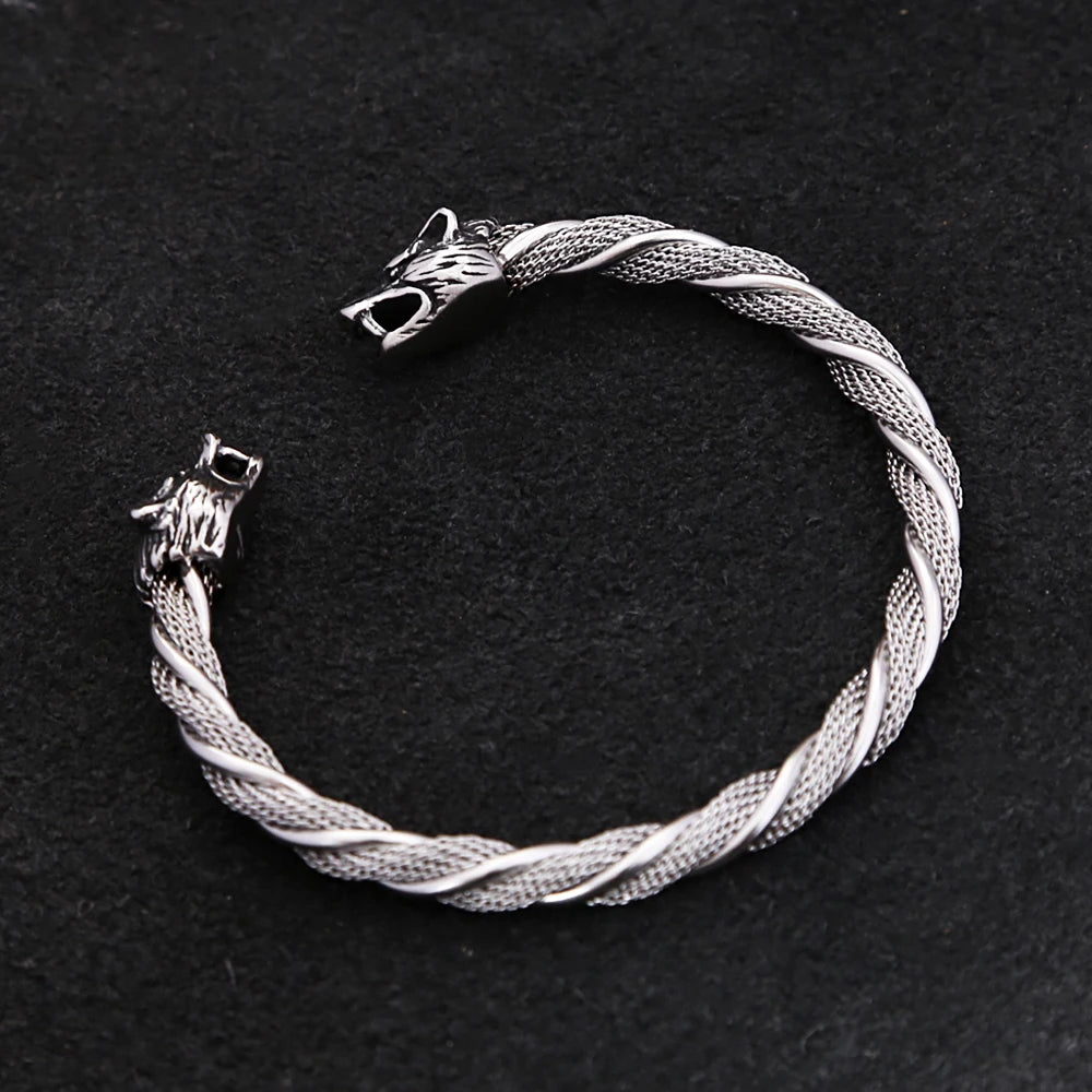 Allfather Odin Wolves Steel Bracelet