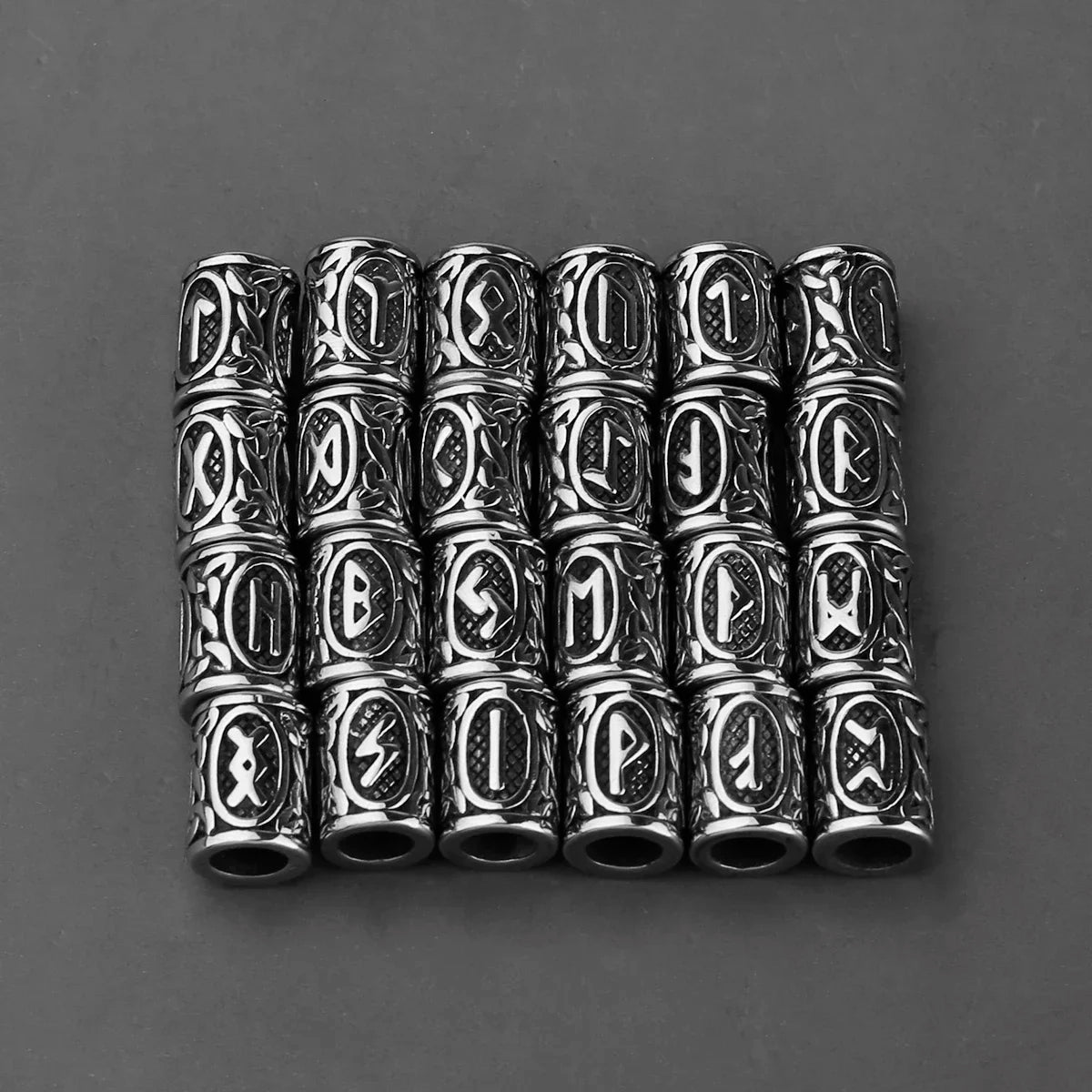 Stainless Steel Runes Beard Rings