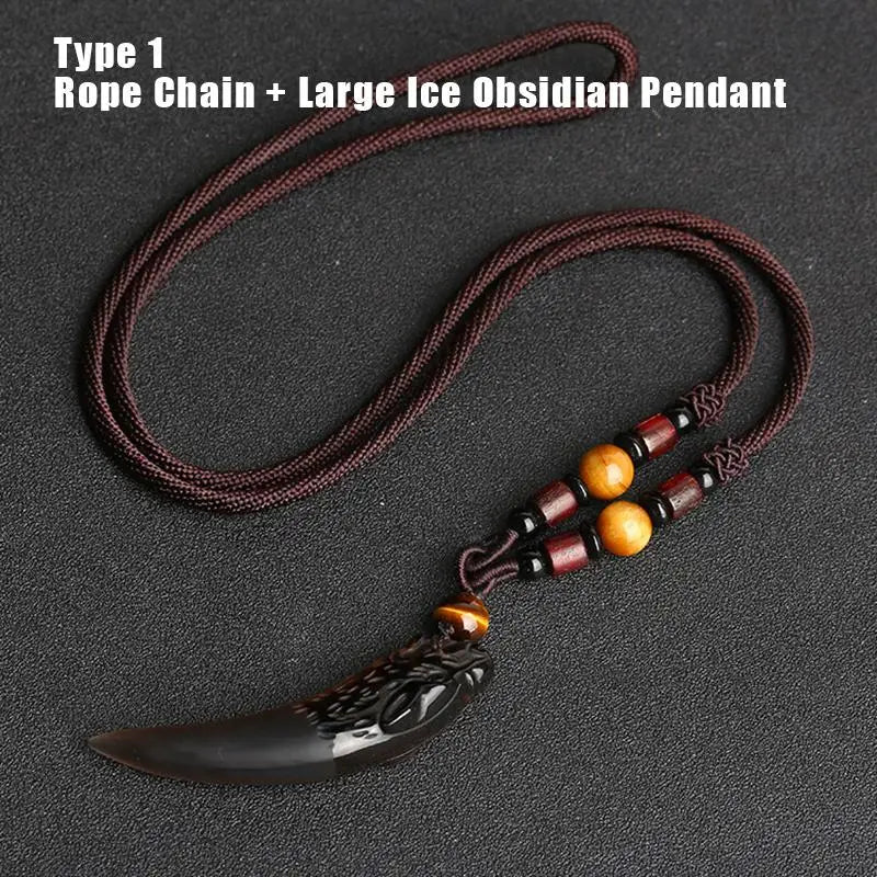 Fenrir Fang - carved Obsidian Necklace