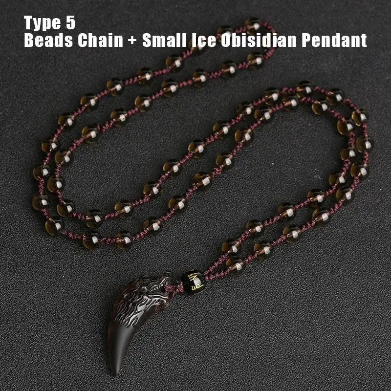Fenrir Fang - carved Obsidian Necklace