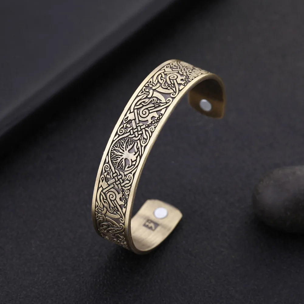 Yggdrasil, the Tree of Life with Norse Knots, Bracelet in 316L Stainless Steel