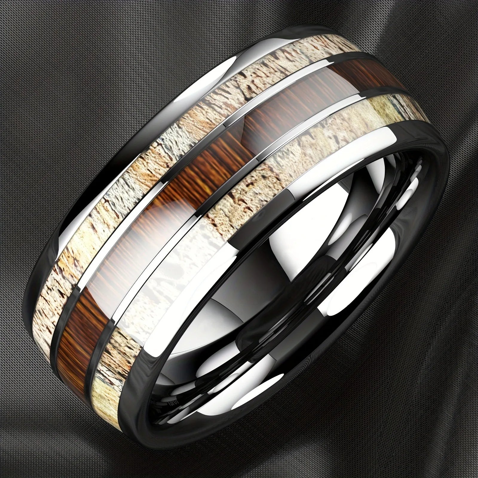 Frigg's Rope Tungsten and Deer's Antler Ring