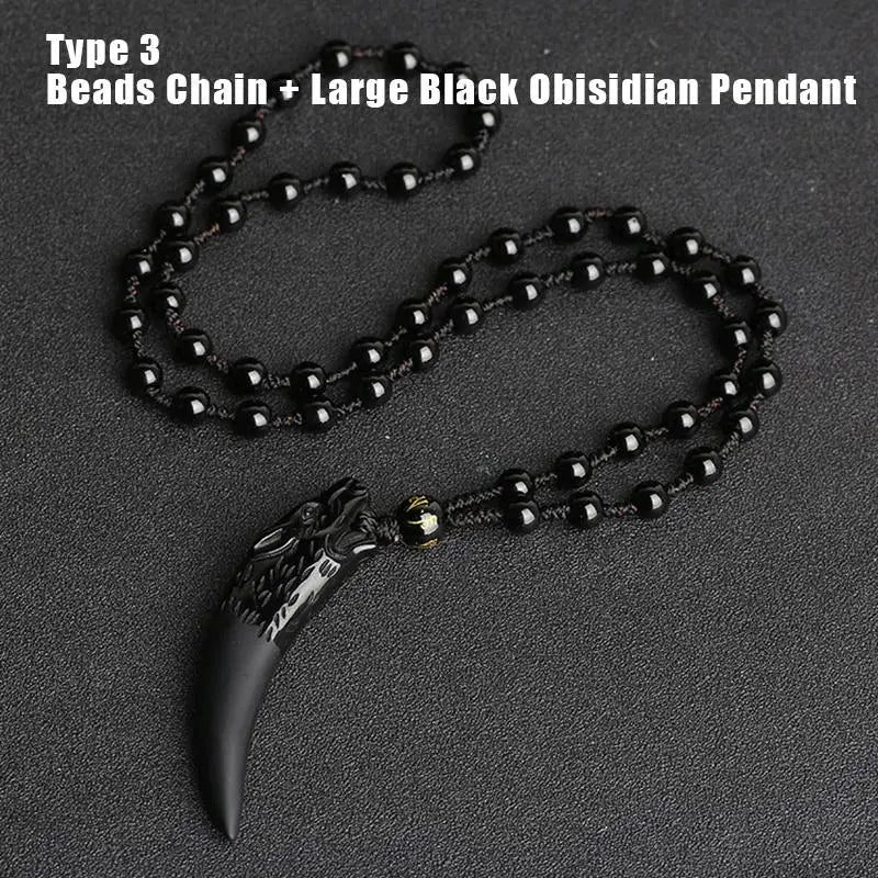 Fenrir Fang - carved Obsidian Necklace