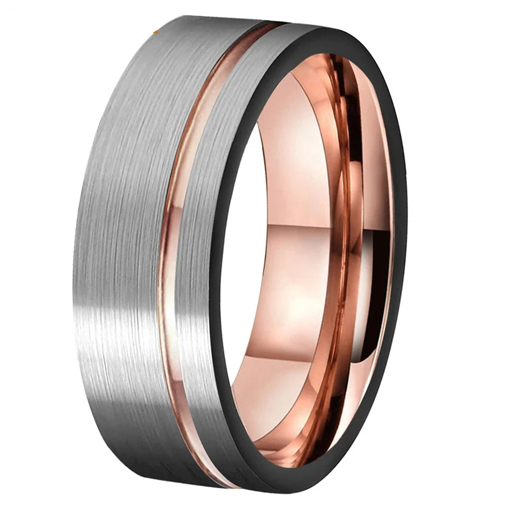 Frigg's Wedding Band With Golden Inlay - 8mm Tungsten Carbide Ring