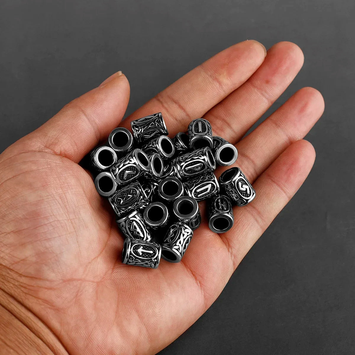 Stainless Steel Runes Beard Rings