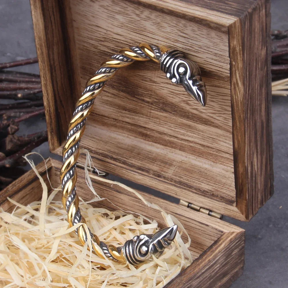 Odin's Ravens Stainless Steel Arm Ring Bracelet