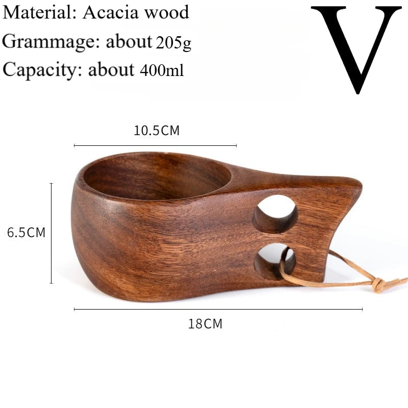 Traditional Norse Wood Carved Mug