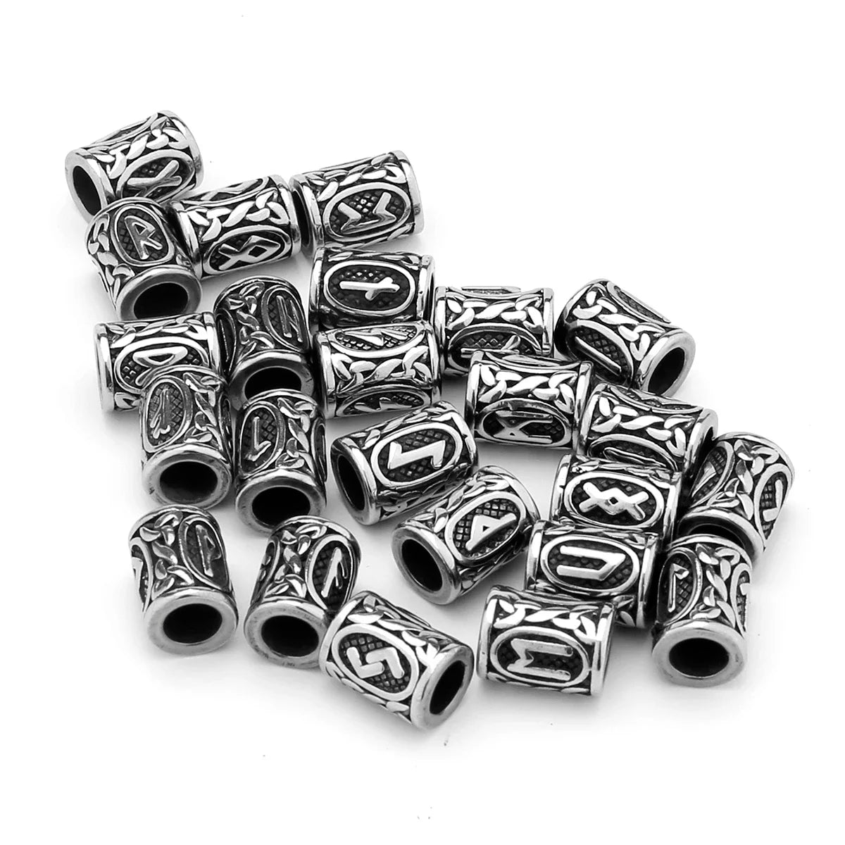 Stainless Steel Runes Beard Rings