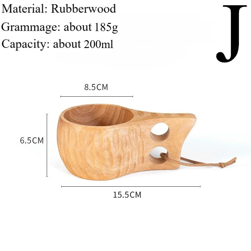 Traditional Norse Wood Carved Mug