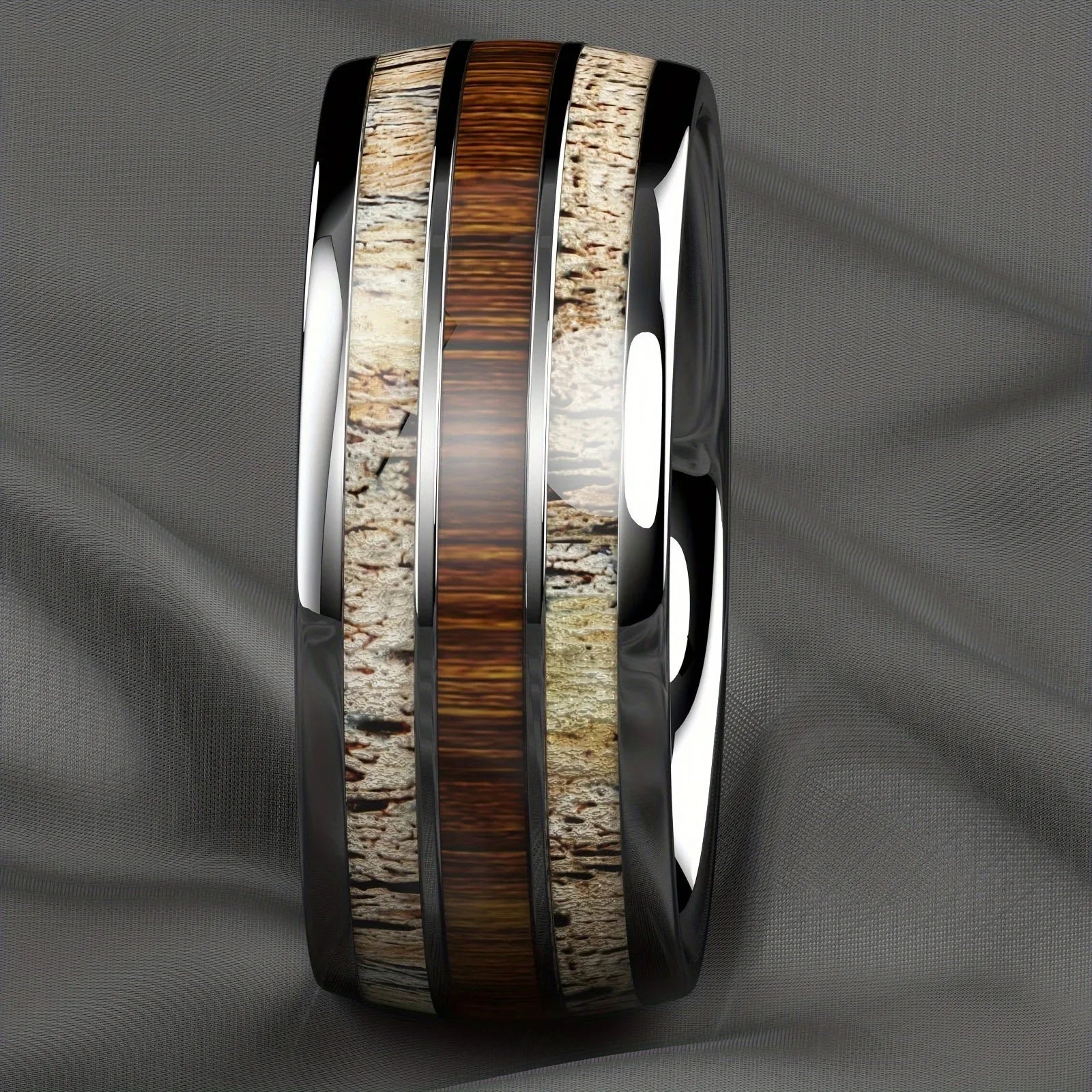 Frigg's Rope Tungsten and Deer's Antler Ring