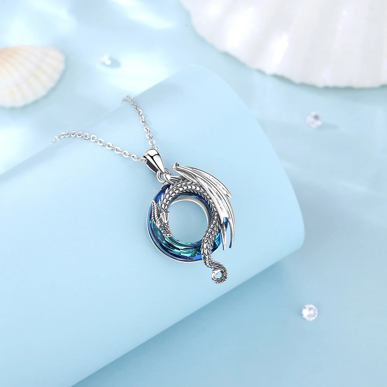 Jormungandr Dragon Circling Midgard 925 Sterling Silver Necklace
