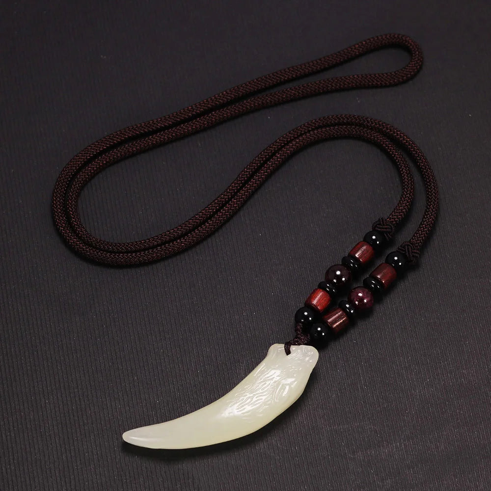 Fenrir Fang - carved Obsidian Necklace