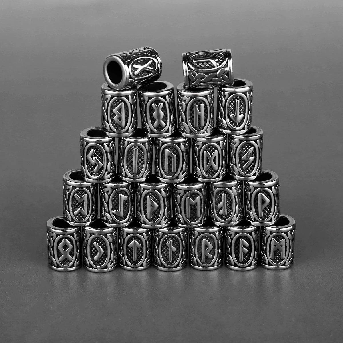 Stainless Steel Runes Beard Rings