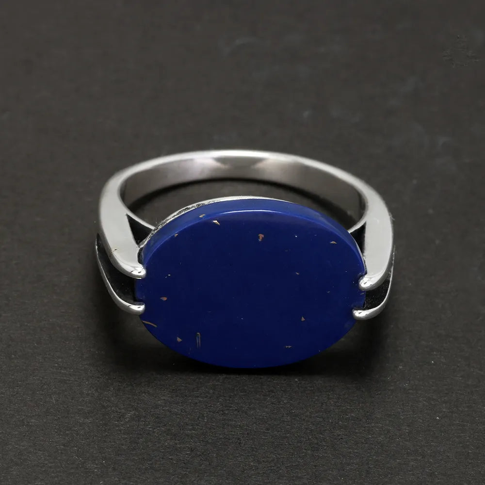 Norse Trader 925 Sterling Silver Ring With Natural Lapis Lazuli Agate or Malachite