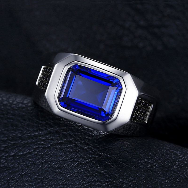 The Eye of Njord 925 Sterling Silver Ring With Blue Cubic Zirconia Stone