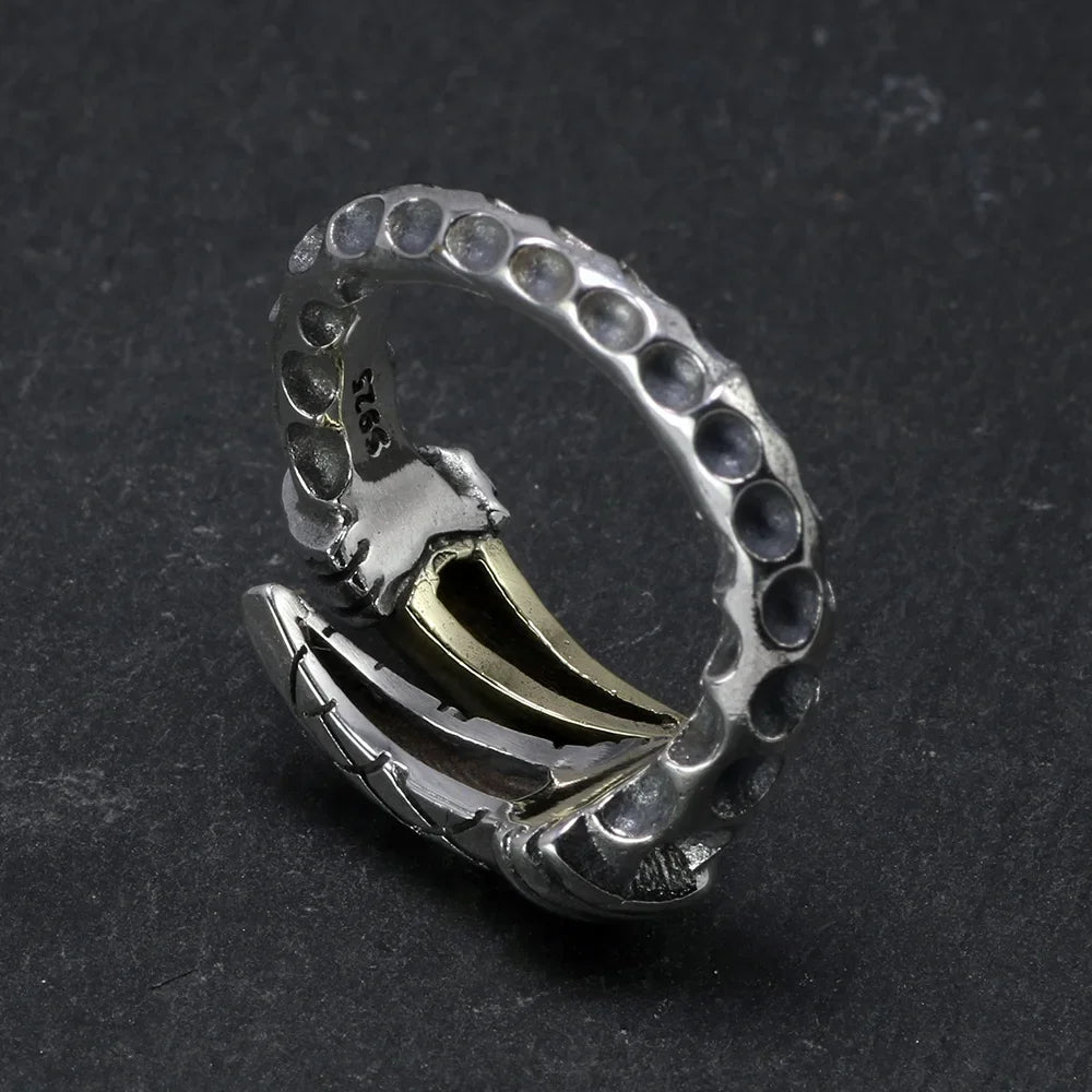Jormungandr Single Claw Handmade 925 Sterling Silver Ring